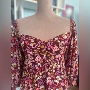 Billabong Floral Midi Dress in Pink and Brown